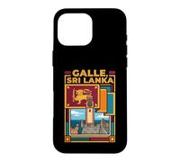 Custodia per iPhone 16 Pro Max Grafico di viaggio storico del forte della bandiera dello Sri Lanka di Galle