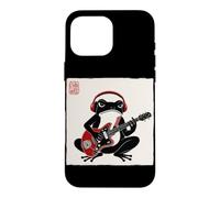 Custodia per iPhone 16 Pro Max Grumpy Frog Chitarrista Musica Rock Giapponese Woodblock Art