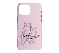 Custodia per iPhone 16 Pro Max Gufo Bird Watching Vintage Schizzo Grande Gufo Cornuto