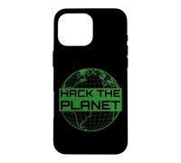Custodia per iPhone 16 Pro Max Hack the Planet T-Shirt - Design verde per computer hacker