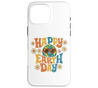 Custodia per iPhone 16 Pro Max Happy Earth Day Retro anni '70 Groovy Globe Heart Occhiali da sole