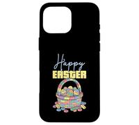 Custodia per iPhone 16 Pro Max Happy Easter Block Building Egg Basket Costruttore di mattoni