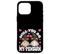 Custodia per iPhone 16 Pro Max Happy Valentines Gnome Graphic Will You Be My Penguin