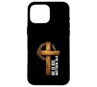 Custodia per iPhone 16 Pro Max He Is Risen Croce Corona Spine Matteo 28:6 Christian Faith