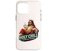 Custodia per iPhone 16 Pro Max Holy Chill Divertente Gesù Caffè Humor Sinning Ain't Winning