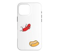 Custodia per iPhone 16 Pro Max Hot Dog che salta nel panino retrò estivo barbecue barbecue 4 luglio