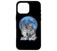 Custodia per iPhone 16 Pro Max Howling Lone Wolf On Moon Animal Funny Wolves Lover