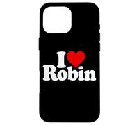 Custodia per iPhone 16 Pro Max I LOVE HEART ROBIN NOME SU UN TEE