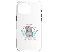 Custodia per iPhone 16 Pro Max I Love You A Ton- Hippo Pun- San Valentino - Ippopotami