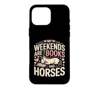 Custodia per iPhone 16 Pro Max I miei fine settimana sono libri e cavalli carino pony