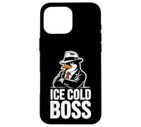 Custodia per iPhone 16 Pro Max Ice Cold Boss Penguin Mafia Umorismo divertente