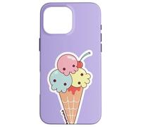 Custodia per iPhone 16 Pro Max Ice Cream Skull Spoopy Yami Kawaii Halloween Design, Pastel
