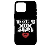 Custodia per iPhone 16 Pro Max Il mio cuore è su quel tappeto Wrestling Mom Graphic