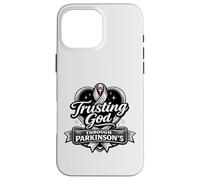 Custodia per iPhone 16 Pro Max Il nastro della consapevolezza del guerriero del Parkinson sostiene la fede cristiana