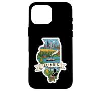 Custodia per iPhone 16 Pro Max Illinois Vintage Skyline di Chicago e Orgoglio dell'Illinois