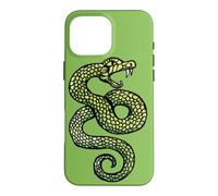Custodia per iPhone 16 Pro Max Illustrazione del serpente che colpisce il tatuaggio del serpente che sibila verde