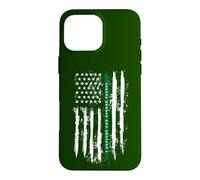 Custodia per iPhone 16 Pro Max Indietro la linea verde sottile verde, bandiera americana, pattuglia di frontiera