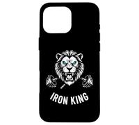 Custodia per iPhone 16 Pro Max Iron King Lion Bilanciere per sollevamento pesi Bodybuilding Graphic