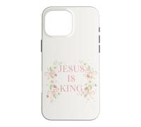 Custodia per iPhone 16 Pro Max Jesus Is King Christian Faith Floral Daisy Fragola