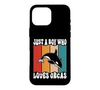 Custodia per iPhone 16 Pro Max Just a Boy Who Loves Orca Whale, regalo di compleanno per donne, uomini, bambini