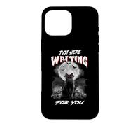 Custodia per iPhone 16 Pro Max Just Here Waiting For You Black Cat Devil Moon Halloween