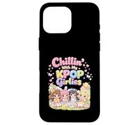 Custodia per iPhone 16 Pro Max Kawaii Chibi Pasqua Chillin Con Il Mio Kpop Girlies Bunny Girls