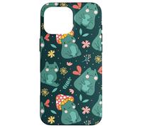 Custodia per iPhone 16 Pro Max Kawaii Mushroom Frog With Toadstool Cute Floral Fall Pattern