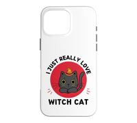 Custodia per iPhone 16 Pro Max Kawaii Strega Gatto I Just Really Love Cute Witch Cat Lover