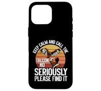 Custodia per iPhone 16 Pro Max Keep Calm and Call the Falcon divertente falconeria