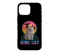 Custodia per iPhone 16 Pro Max King Cat British Shorthair Vintage 80s Funny Kitten Cats