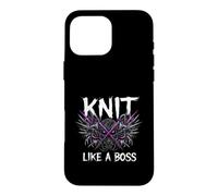Custodia per iPhone 16 Pro Max Knitting Crafter Knit Like A Boss Heavy Metals Skull