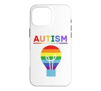 Custodia per iPhone 16 Pro Max Lampadina arcobaleno per la consapevolezza dell'autismo, supporto autistico, mamma e papà