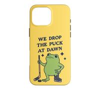 Custodia per iPhone 16 Pro Max Lasciamo cadere il disco all'alba Funny Hockey Frog