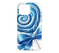 Custodia per iPhone 16 Pro Max Lecca lecca cuore caramella menta piperita blu
