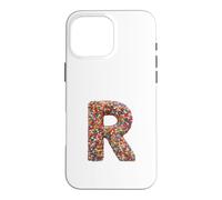 Custodia per iPhone 16 Pro Max Letter R Candy Rainbow Sprinkles Monogram Men, Women, Kids