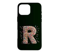 Custodia per iPhone 16 Pro Max Letter R Candy Rainbow Sprinkles Monogram Style