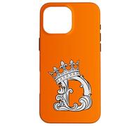Custodia per iPhone 16 Pro Max Lettera D iniziale + corona arancione