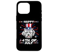 Custodia per iPhone 16 Pro Max Lhasa Apso Dog Patriotic American 4th Of July Dogs Lovers
