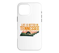 Custodia per iPhone 16 Pro Max Life Is Better in Tennessee, Scenic TN state outline sunset