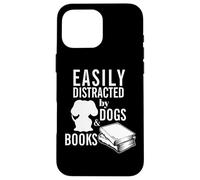 Custodia per iPhone 16 Pro Max L'umorismo dei topi di biblioteca per gli amanti dei cani facilmente distratto lettore