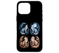 Custodia per iPhone 16 Pro Max Lupi mistici Ululando Luna Divertente Fantasy Wildlife