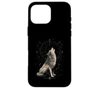 Custodia per iPhone 16 Pro Max Lupo Ululante Celeste Costellazione Cosmica