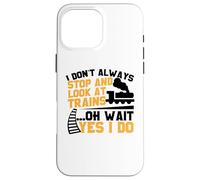 Custodia per iPhone 16 Pro Max Maglietta da treno per ragazzi Stop and Look e treni