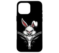 Custodia per iPhone 16 Pro Max Malvagio Bunny Zipper Bocca Creepy Cute Rabbit Per Uomo Donna