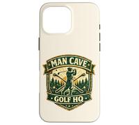 Custodia per iPhone 16 Pro Max Man Cave Golf Headquarters Vintage Retro Regalo per golfisti