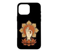Custodia per iPhone 16 Pro Max Mano del risveglio Mudra Lotus Mandala meditazione buddista