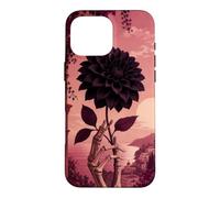 Custodia per iPhone 16 Pro Max Mano scheletro che tiene una dalia nera