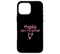 Custodia per iPhone 16 Pro Max Masks Slow The Spread Cute Pink Heart Face Mask For Girls