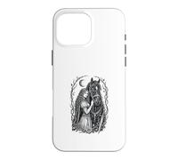 Custodia per iPhone 16 Pro Max Medieval Maiden Horse Gothic Fantasy Sword Moon Design