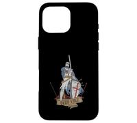 Custodia per iPhone 16 Pro Max Medievale Guerriero Santo Cavaliere Templare Deus Vult Vintage